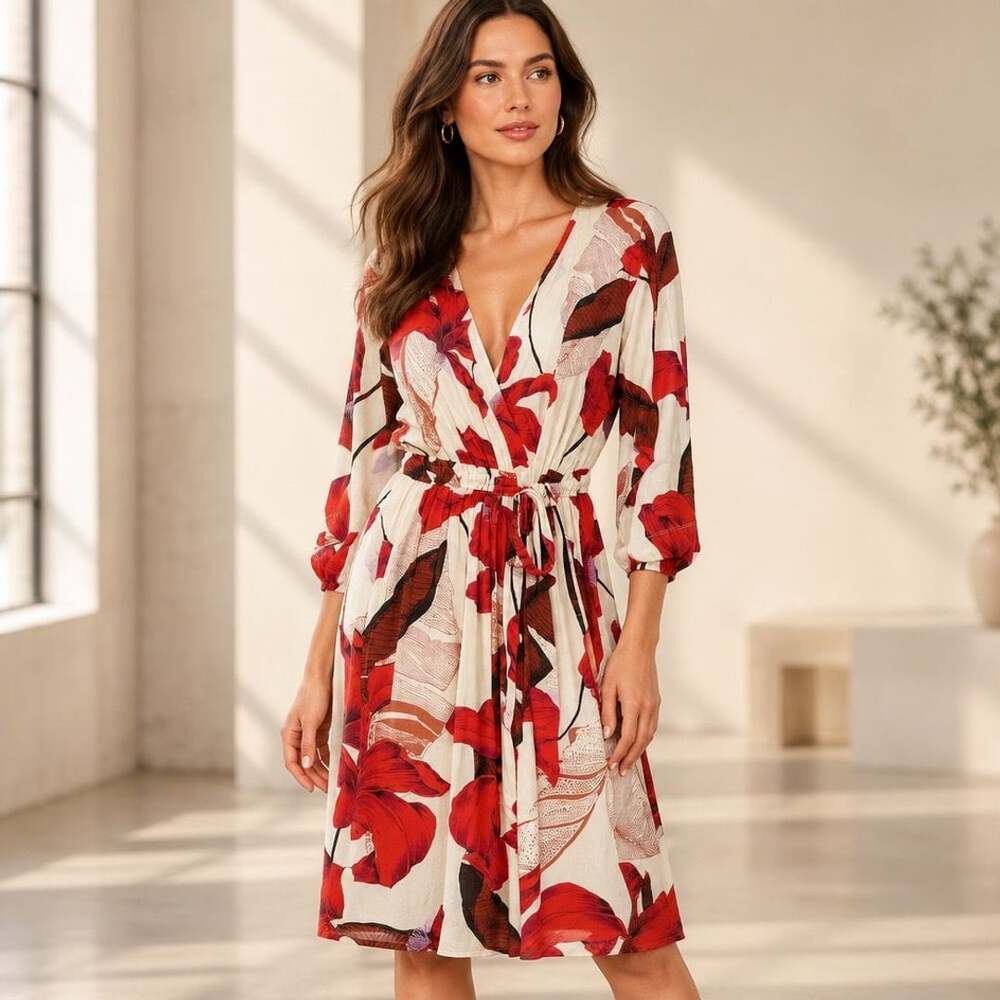 Soma Cool Nights Robe Size S/M Red Floral